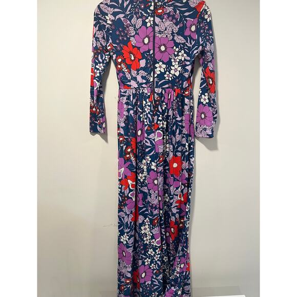 WOW! Colorful Vintage 1960s-70s Keram New York Long Sleeve Maxi Dress Size Small - Picture 9 of 12